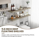 48 Inch Floating Shelves, 12 Inch Deep Floating Shelves for Wall, Floating Shelf with Invisible Brackets, 12 inch Deep Wall Shelves for Bathroom, Bedroom, Living Room, Vintage Gray Oak by CozyNest Decor