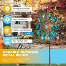 Wind Spinners for Yard and Garden - Wind Sculptures & Spinners, 75 Inch, Navy Blue, Kinetic Art with Solar Powered Multi-Color Glass Ball Light by CozyNest Decor