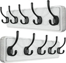 SKOLOO Rustic Wall Mounted Coat Rack, 16 inches Hole to Hole, Case of 2, Pine Solid Wood Coat Hook Hanger - 5 Hooks for Hanging Clothes Robes Towels Coats by CozyNest Decor