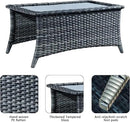 Patio Tables Wicker Coffee Table - Outdoor Rattan Coffee Tables with Glass Top for Patio Proch Deck Balcony Rectangle Mixed Grey by GreenHaven Gardens
