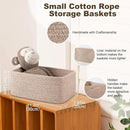 3 Pack Small Storage Baskets for Organizing, Cute Woven Decorative Gift Baskets for Shelves, Mini Closet Organizer Bins with Handles, 11.81''Lx7.87''Wx4.72''H-Brown by CozyNest Decor