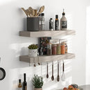 Floating Shelves - Rustic Grey Storage Shelf Set of 2 - 16 Inch Wall Mounted Shelves for Wall Decor & Storage - Wooden Shelves with Invisible Brackets for Living Room, Bedroom, Kitchen, Farmhouse by CozyNest Decor