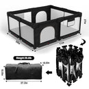 Foldable Baby Playpen with Gate, Extra Large Collapsible Play Yard for Babies & Toddlers, Portable Travel Play Pen with Fence, Safe Activity Center for Indoor & Outdoor Use (59"×71" Black) by TinyTreasures Baby Boutique