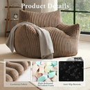 Giant Plush Bean Bag Chair for Adults with Armrests - Oversized Comfy Khaki Beanbag Lounge Lazy Floor Sofa Chair for Living Room, Bedroom & Dorm, Cozy Fluffy Single Cloud Mini Couch by CozyNest Decor