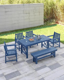 HDPE Outdoor Bench, 55" Patio Bench Outdoor Furniture, Poly Lumber Adirondack Benches, All Weather HDPE Garden Backless Benches for Park, Poolside, Deck, Porch, Navy by CozyNest Decor
