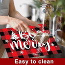 Christmas Placemats Set of 6 Red and Black Plaid Table Mats Plastic Xmas Recyclable Place Mats Washable Holiday Table Decoration for Indoor Outdoor Christmas Party Kitchen Dining by CozyNest Decor