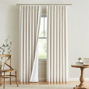 Vision Home Natural Pinch Pleated Full Blackout Curtains Linen Blended Room Darkening Window Curtains 112 inch for Living Room Bedroom Thermal Insulated Pinch Pleat Drapes with Hooks 40" Wx112 Lx2 by CozyNest Decor