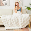Latepis Beige Twin Bubble Cozy Faux Fur Blankets for Bed Thick Fuzzy Blanket for Couch Sofa Bedroom Warm Plush Blankets for All Seasons Ideal Gifts Luxury Throw Blanket 60x80 Inch, 860gsm by CozyNest Decor
