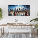 Brooklyn Bridge Wall Decor for Living Room City Canvas Wall Art for Office Blue and Black Bedroom Wall Art 24 x 48 Inch by CozyNest Decor
