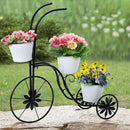 BAYN Bicycle Planter Stand, Metal Flower Pot Cart Holder Tricycle Planter with 3 Plant Bucket Outdoor Decorative for Patio, Deck, Garden or Lawn by GreenHaven Gardens