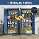 Kitchen Pantry Cabinet,71”Blue Metal Pantry Storage Cabinets with Doors and 4 Adjustable Shelves,Kitchen Cabinet with 2 Gold Handles,Tall Cabinet for Livingroom, by CozyNest Decor