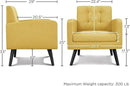 Yaheetech Mid-Century Accent Chairs, Modern Upholstered Living Room Chair, Cozy Armchair Button Tufted Back and Wood Legs for Bedroom/Office/Cafe, Set of 2, Yellow by CozyNest Decor