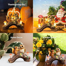 Solar Owl Garden Statues Outdoor Decor Resin Owl Squirrel Figurine with Mushroom Lights for Patio Lawn Yard Decorations Christmas Housewarming Gardening Gifts for Women Mom by GreenHaven Gardens