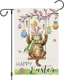 Heyfibro Happy Easter Cute Cat Garden Flag 12x18 Double Sided Burlap, Spring Summer Magnolia Flower Easter Egg Small Yard Banner for Seasonal Holiday Farmhouse Yard Outdoor Decor(ONLY FLAG) by GreenHaven Gardens
