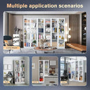 32" Wide Metal Storage Cabinet with Acrylic Doors and 4 Adjustable Shelves, 71" Tall Bookshelf, 5-Tier Freestanding Kitchen Pantry Cabinet with Anti-Tipping for Small Spaces/Kitchen/Living Room by CozyNest Decor