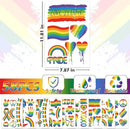 9 Sheets LGBT Rainbow Window Clings, Pride Decorations Window Cling, Gay Love Heart Stickers, Double-Side Pride Wall Clings Decals for Pride Day LGBTQ Rainbow Party Parades Supplies Decor by CozyNest Decor