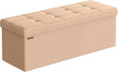 SONGMICS Mazie Collection - Storage Ottoman Bench, 43 Inches Folding Foot Rest Stool, End of Bed Bench, Easy Assembly, for Living Room, Bedroom, Entryway, Apricot Orange ULSF077O01 by CozyNest Decor