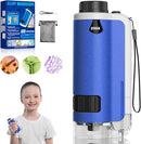 Portable Handheld Mini Microscope for Kids, 100x-250x Zoom with LED Lights, Alloy Pocket Microscope for Boys & Girls, Educational Science Kit (Blue) by TinyTreasures Baby Boutique