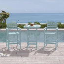 3-Piece Bar Height Outdoor Table and Chairs Set, HDPE Wood Grain Patio Bar Table and Chairs with Heart Cutout Design, Weather-Resistant Bar Height Furniture for Deck, Porch, Pool (Light Blue) by GreenHaven Gardens