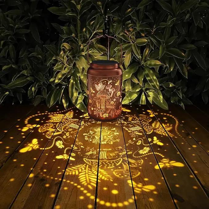 2 Pack Solar Lanterns Outdoor Waterproof, Mushroom Garden Decor Gifts for Women Mom Grandma Hanging Solar Lights Metal Solar Decoration Outside LED Lanterns for Yard, Patio, Lawn, photo 2 of 6