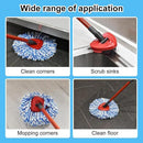 Spin Mop Head,Mop Handle,Base,Brush Compatible with Ocedar RinseClean 2 Tank Spin Mop System,2 Microfiber Spin Mops Replacement Head,4 Section Iron Mop Handle 30-58",Base and Scrub Brush Combo Set by CozyNest Decor