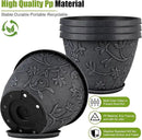 4 Pack 16 Inch Large Plant Pot for Outdoor, Plastic Flower Pot Indoor with Drainage Hole & Saucer, Modern Decorative Garden Pot, Imitation Magnolia Garden Pots for House Planters（Gray） by CozyNest Decor