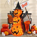 Halloween Decoration 4.3FT Retractable Jack-O-Lantern, 100 LED Collapsible Pumpkin Lantern with Black Star Hat, Plug in Halloween Lights with Stand for Indoor Outdoor Lawn Backyard Garden Decor by CozyNest Decor