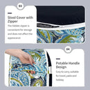 Inflatable Ottoman Stool D21 xH9 for Outdoor/Indoor Use, Water Repellent Patio Foot Rest with Portable Handle,Round Pouf Ottoman Suitable for Garden,Deck and Camping - Paisley Lapis Green by CozyNest Decor