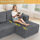 HYJT-H&K Modular Sectional Sofa Cloud Secttional Couch, 132" Comfy U Shaped Couches for Living Room, Deep Seat Memory Foam Fluffy Plush Corduroy Boneless Couch Sectionals with Chaise, Grey by CozyNest Decor