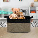 COMFY-HOMI Large Rectangular Blanket, Cotton Rope Woven for Storage, LaundryHamper, Storage,Toy Organizing Bin with Handle, Organizer and Storage-22x15x12-Black/Jute by TinyTreasures Baby Boutique