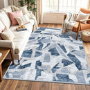 Modern Abstract Blue 5X7 Area Rug for Living Room Bedroom Washable, with Non-Slip Rubber Backing Print Faux Wool Thin, Throw Large Carpet for Kids Playroom Dining Room Pet & Child Friendly by CozyNest Decor