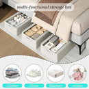 3PCS Under Bed Storage Bins with Metal Frame, Linen Fabric Frame Storage Box Clothes Organizer Bins, Underbed Container with Clear Window (Beige, 15.7 x 13 x 6IN) by CozyNest Decor