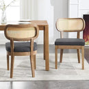 Rattan Dining Chairs Set of 6 Upholstered Linen Kitchen & Dining Room Chair with Curved Backrest Farmhouse Kitchen Chair Solid Wood Armless Side Chair for Dining Room/Restaurant, Black by CozyNest Decor