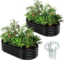 Galvanized Metal Planter Raised Garden Bed Kit for Gardening Outdoor，4x2x1ft 2 Planter Grow Garden Box Raised Flower Bed，Long Vegetable Clearance Herb Raised Garden Beds for Gardening Black by GreenHaven Gardens
