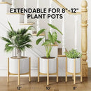 MUDEELA Adjustable Plant Stand Indoor, Bamboo Plant Stand 8 to 12 Inches, Single Floor Plant Stand for Indoor Plants, Bamboo Natural Planter Stand for Indoor Plants, Pot Plant Not Included by GreenHaven Gardens