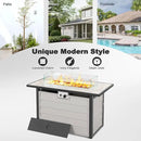 Nuu Garden 43'' Patio Propane Fire Pit Table, 50,000 BTU Gas Fire Pit with Marble-Textured Glass Top, Wind Guard, Lid, Glass Beads, CSA-Certified, 2-in-1 Outdoor Table for Gatherings, Ivory White by GreenHaven Gardens
