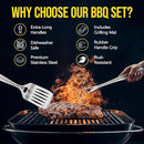 Kaluns BBQ Grilling Accessories, Grilling Gifts for Men Dad, Grill Tools for Outdoor Grill, Heavy Duty Stainless Steel Grill Set with Spatula, Tongs, Fork, Brush, & Grilling Mat, Best BBQ Gifts by GreenHaven Gardens