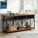 Tribesigns 70.8" Console Table with 3 Drawers, Farmhouse Entryway Table with Storage Shelf, Narrow Long Sofa Foyer Table for Entryway, Hallway (Brown/Black) by CozyNest Decor