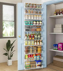 White 10-Tier Over The Door Pantry Organizer, Pantry Organization and Storage, Metal Hanging Adjustable Basket, Wall Spice Rack Seasoning Shelves, Home & Kitchen Essentials by CozyNest Decor