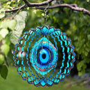 3D Wind Spinner Mandala 10 Inch Evil Eye Stainless Steel Wind Sculpture Blue Hanging Ornament Laser Cut Metal Art for Indoor Outdoor Garden Decoration Protective Amulet for Home and Yard by GreenHaven Gardens