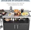 JY QAQA Outdoor Grill Cart with Storage,Patio Kitchen Island Outdoor Grill Table with Wheels,BBQ Cart Movable Pizza Oven Table Stand, Storage Cabinet, Foldable Tabletop, Black by CozyNest Decor