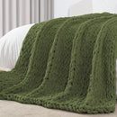 Carriediosa Chunky Knit Throw Blanket 50" X 60", 100% Hand Made Large Chenille Loop Yarn Soft Fluffy Throws for Couch Sofa Bed, Big Crochet Cozy Heavy Thick Cable Woven Blankets, Olive Green by CozyNest Decor