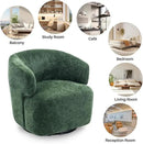 Swivel Accent Chair, Chenille Barrel Chair for Living Room, Cozy Round Boucle Arm Chair, Metal Base for Club Nursery Bedroom, Green by CozyNest Decor