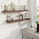 Fun Memories 40" Rustic Wood Floating Shelves with Invisible Brackets for Storage & Decor, Deep Wall Mounted Shelves for Bathroom, Kitchen, Living Room (Walnut, Set of 2) by CozyNest Decor