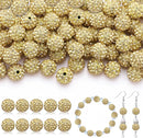 200pcs 10mm Rhinestone Beads for Jewelry Making, Light Yellow Shiny Round Disco Beads Bulk, Sparkle Crystal Clay Christmas for Bracelet Baseball Necklace Earring Crafting and DIY by TinyTreasures Baby Boutique