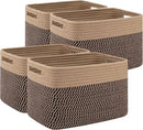 4 Pack Storage Baskets for Organizing, Woven Baskets for Shelves - Perfect for Toys, Books, Towels, and Clothes, Durable Gift Basket Bins Toy Storage, 13''L x9''W x7.8''H, Black and Brown by CozyNest Decor