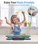 Electronic Drum Set, 9-Drum Practice Pad with Headphone Jack, Roll-up Drum Kit Machine with Built-in Speaker Drum Pedals and Sticks 10 Hours Playtime, Great Christmas for Kids by TinyTreasures Baby Boutique