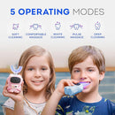 Bendi Kids U-Shaped Electric Toothbrush Ages 2-7 – 360° Mouthguard Design with Memory, 5 Brushing Modes & Multiple Heads Soft Silicone Auto Toothbrush for Toddlers & Children – Travel-Friendly (Blue) by TinyTreasures Baby Boutique