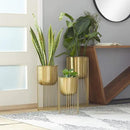 Deco 79 Metal Deep Recessed Dome Planter, Set of 3 24", 20", 16" H, Gold & CosmoLiving by Cosmopolitan Metal Indoor Outdoor Dome Planter with Removable Stand, Set of 2 19", 22" H, Gold by GreenHaven Gardens
