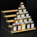 nianfeng Tiered Spice Rack, 5-Tier Spice Pantry Kitchen Cabinet Organizer, 12-Inch, Natural Wood Acrylic Stair Riser Stand, Countertop Seasoning Shelf by CozyNest Decor